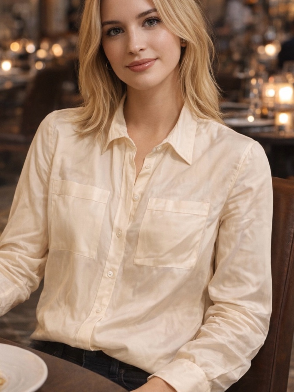 J. Crew Cream Silk Blouse